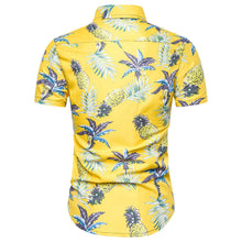 Load image into Gallery viewer, Hawaiian Summer Cotton Yellow Short Sleeve Shirt