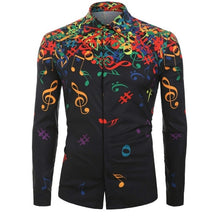 Load image into Gallery viewer, Musical Note Pattern Long Sleeves Shirt